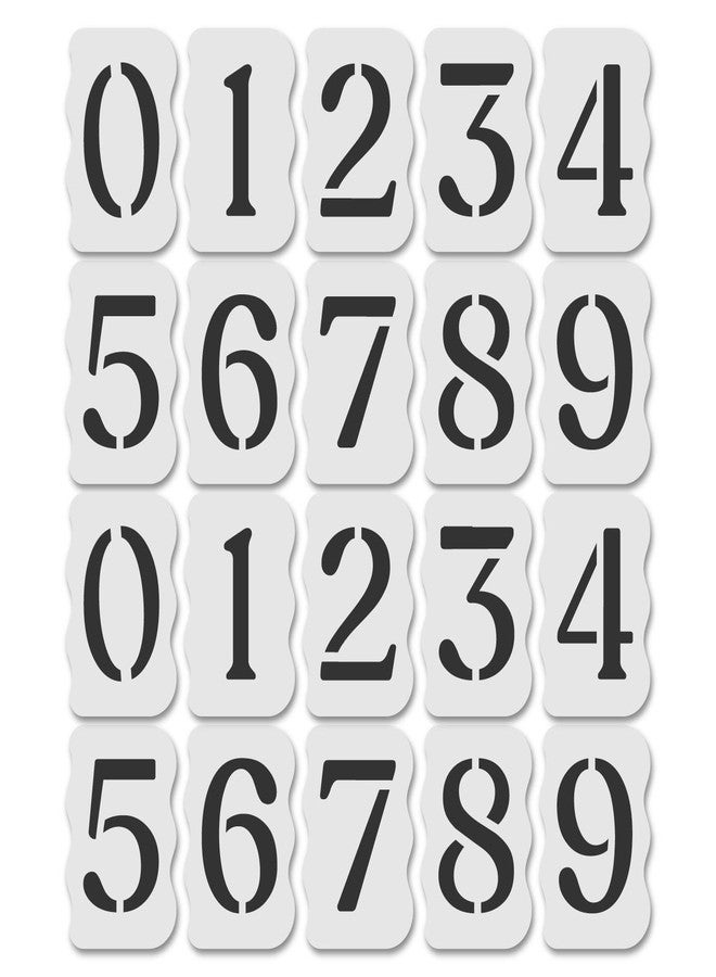 Stencil Stop Curb Stencil Kit for Address Painting - Includes All Numbers, 4-Inch Durable & Reusable Plastic Stencils for Sidewalks, Pavement, and Industrial Use (2 of Each, Soft Serif Font) - Image 1